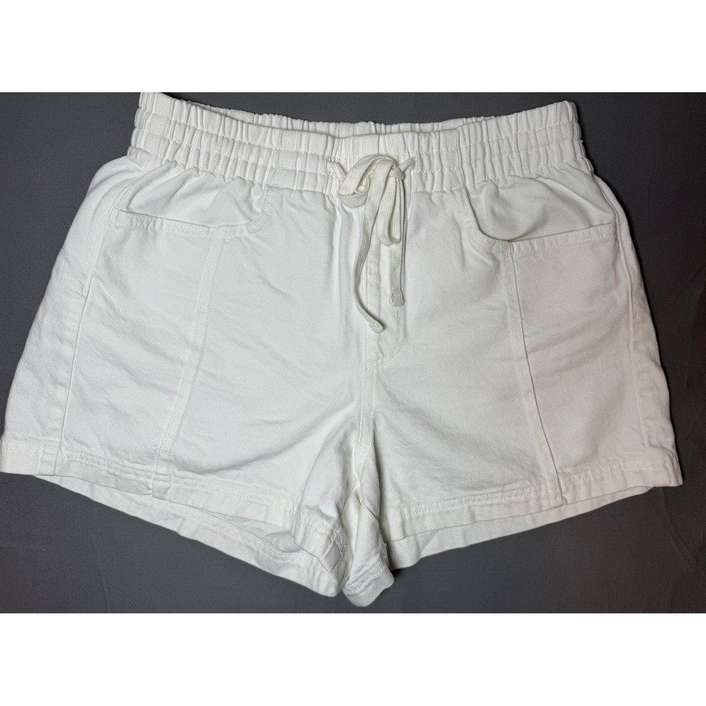 Universal Thread Womens White Denim Drawstring Elastic Waist Shorts Size M